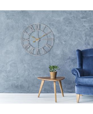 Large Wall Clock for Living Room Decor - Roman Numeral Wall Clock for Kitchen - 16 inch Wall Clock Decorative (Gold)