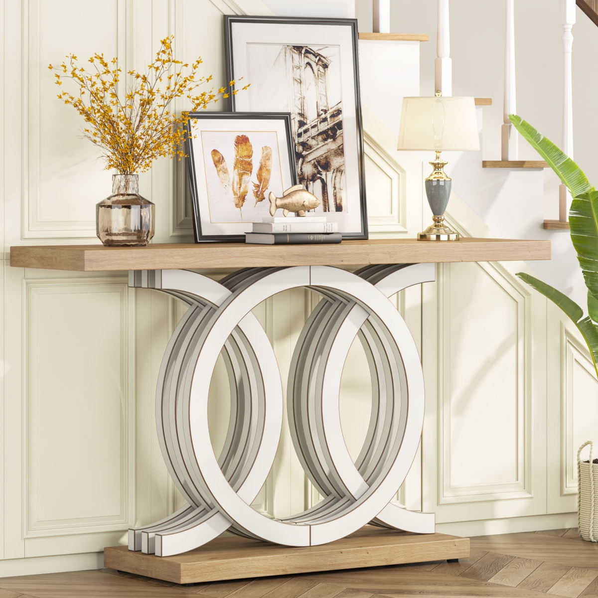 Tribesigns inches Console Table with Unique Base, Farmhouse Hallway Table, Wooden Entryway Table, Modern Sofa Table for Living Room, Unique Long Ac