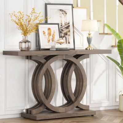 55-Inch Wooden Console Table with Unique Base – Farmhouse Entryway Table