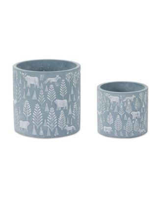 Woodland Winter Stone Planter (Set of 2)