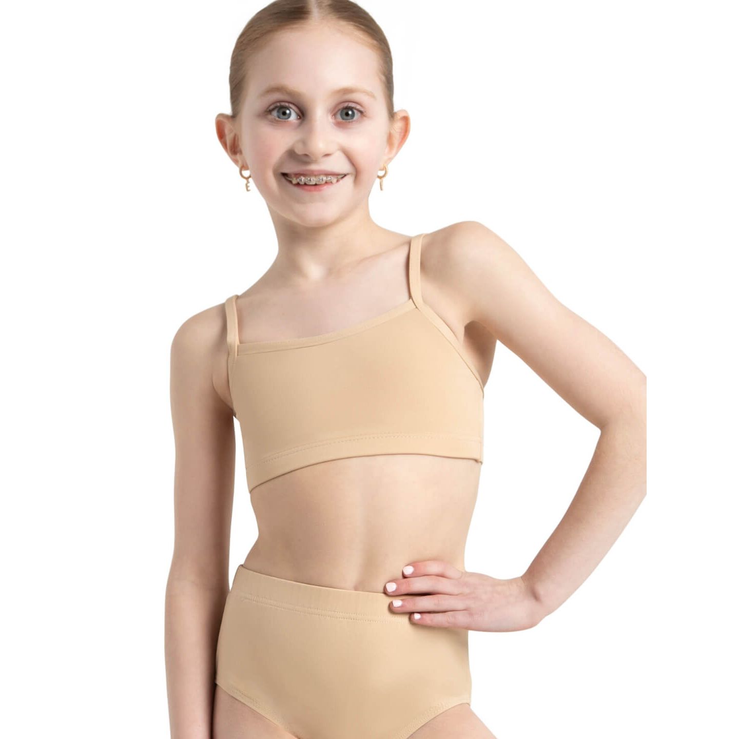 Детский топ-бра Capezio Team Basics на бретелях для девочек, цвет: Чёрный — фото 1