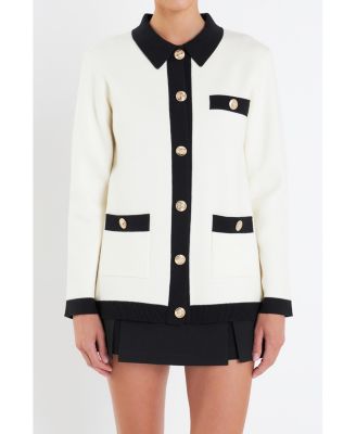 Women's Contrast Details Knit Cardigan