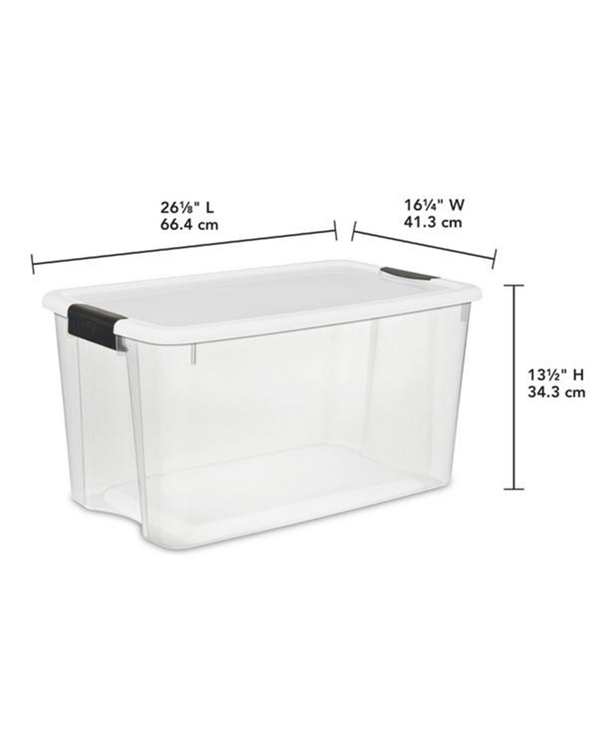 Sterilite 70 Qt Clear Plastic Stackable Storage Bin w/Latch Lid, 12 Pack - White