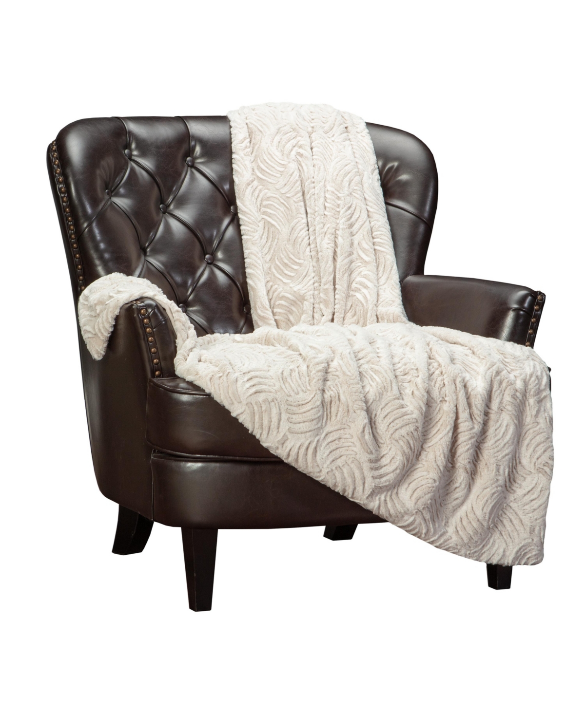 Chanasya Premium Soft Textured Rust Faux Frost Tip Fur & Velvety Mink Blanket - Cozy Blanket for Sofa Chair Couch Bed & Living Room - Reversible