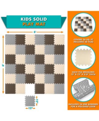 ProSource Kids Floor Play Mat 3/8-in, 36 Sq Ft - 36 Tiles
