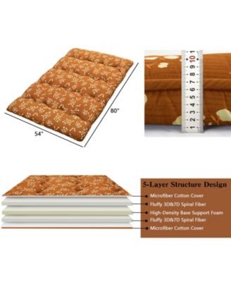 Futon Mattress Full Size, Floral Print Floor Mattress Pad Portable Dorm Sleeping Pad, 54"x 80"