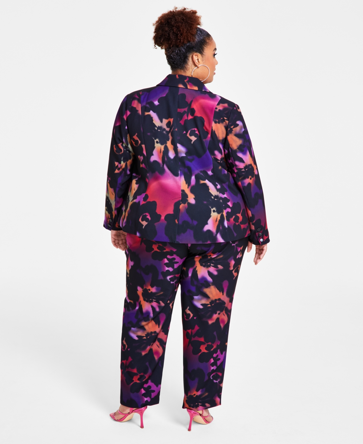 NINA PARKER TRENDY PLUS SIZE PRINTED BLAZER 