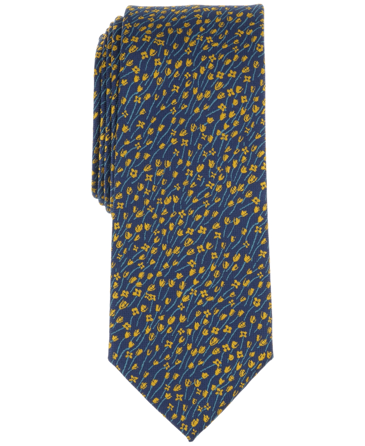 Bar Iii Men's Bennet Skinny Floral Tie, Created For Macy's In Gold