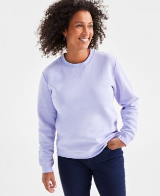 Petite Crewneck Long-Sleeve Fleece Sweatshirt