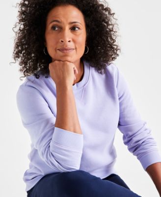 Petite Crewneck Long-Sleeve Fleece Sweatshirt