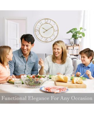 24" Modern Wooden Wall Clock - Sleek Design, Analog Display - Complements Various Styles (White)