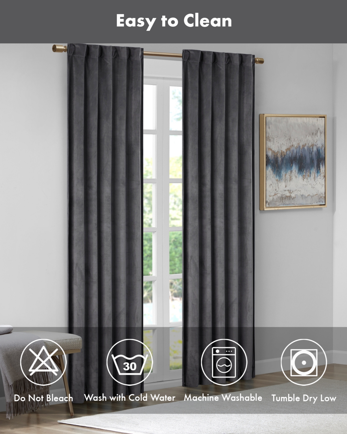 Colt Room Darkening Velvet Curtain Panel Pair, 37
