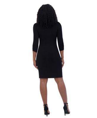 Petite Hardware-Trim Side-Pleated Dress