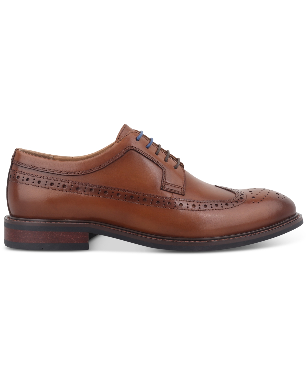 Bar Iii Men's Asherr Long Wing Brogue Leather Dress Shoes, Created For Macy's In Tan Leather