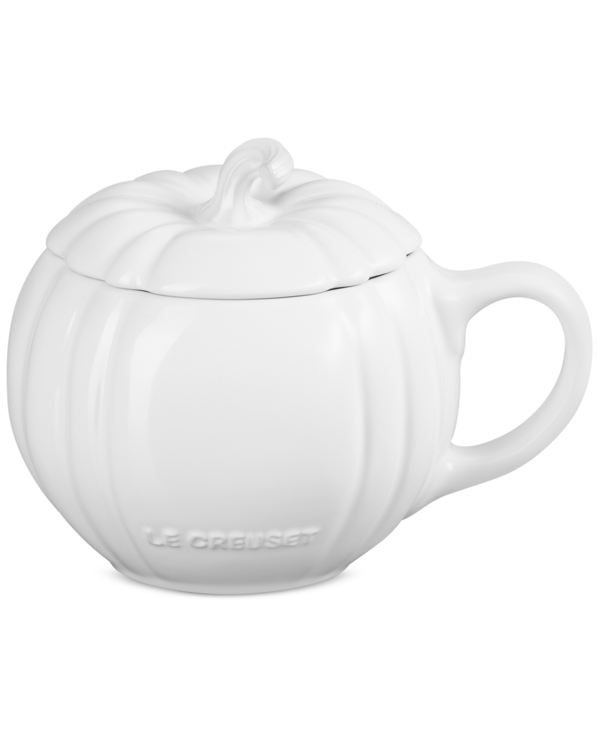 Stoneware Pumpkin Mug with Lid, 14 oz., Persimmon - White