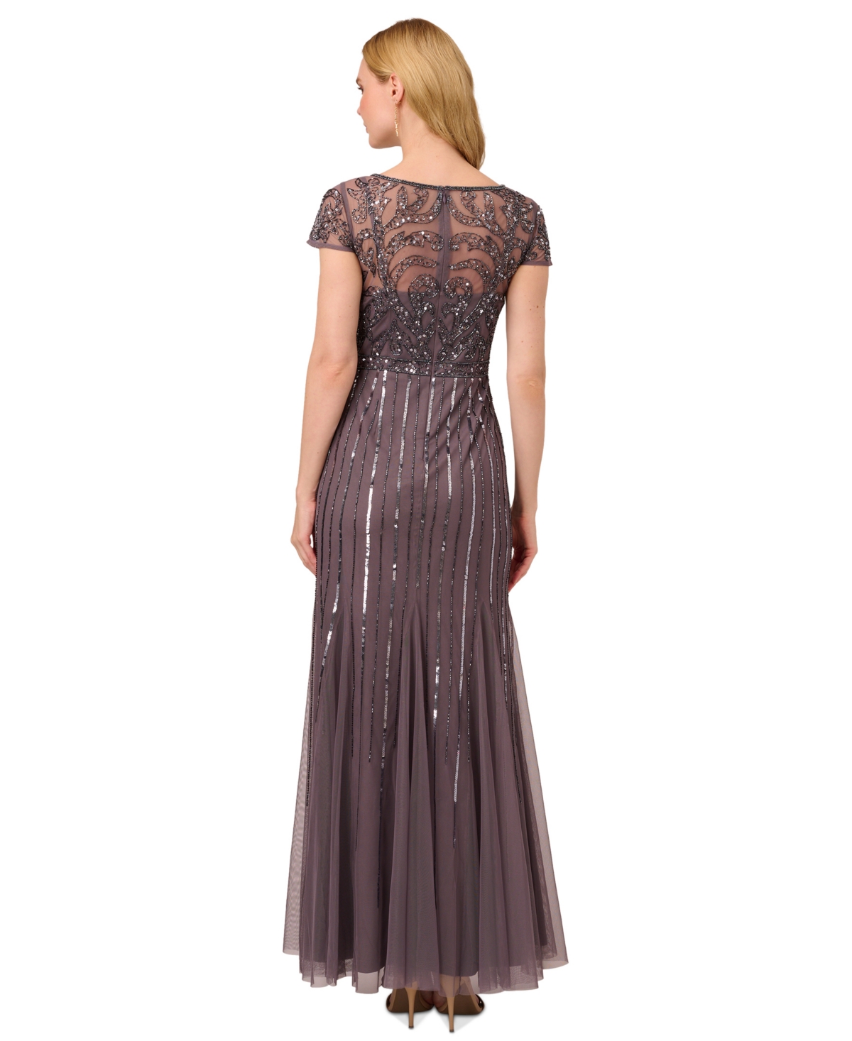 Adrianna Papell Women's Embellished V-Neck Godet Gown