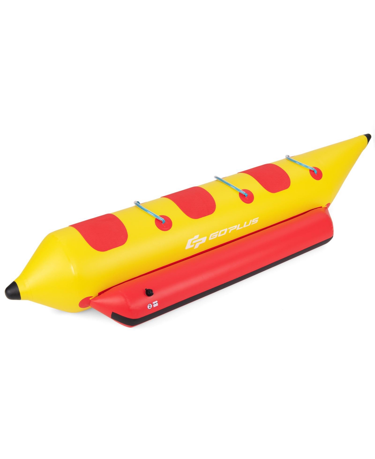 Slickblue 3-Person Inflatable Banana Boat with Electric Air Pump Carrying Bag and Repair Kit - Red