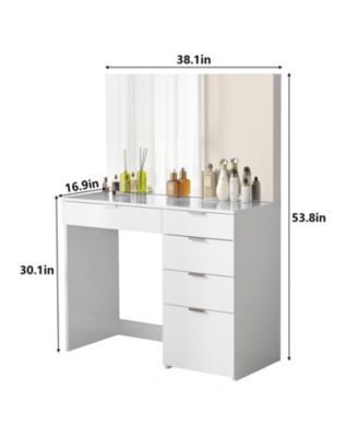 Modern Vanity Table Vanity Desk with 5 Drawers