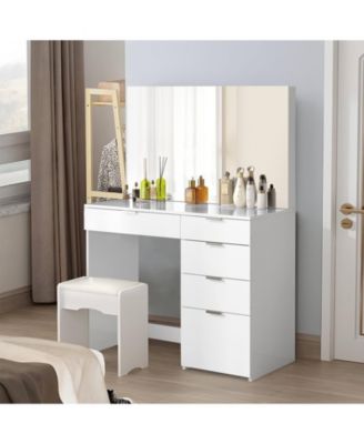 Modern Vanity Table Vanity Desk with 5 Drawers