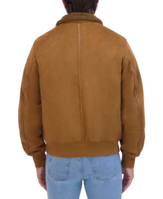Men's Faux Suede Bomber with Sherpa Stand Collar