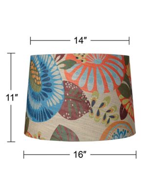 Tropic Medium Drum Lamp Shade 14" Top x 16" Bottom x 11" Slant (Spider) Replacement with Harp and Finial