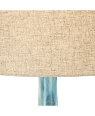 Kenya Modern Table Lamp 29 1/2" Tall Blue Green Ceramic with Dimmer Beige Shade for Bedroom Living Room Bedside Nightstand Office