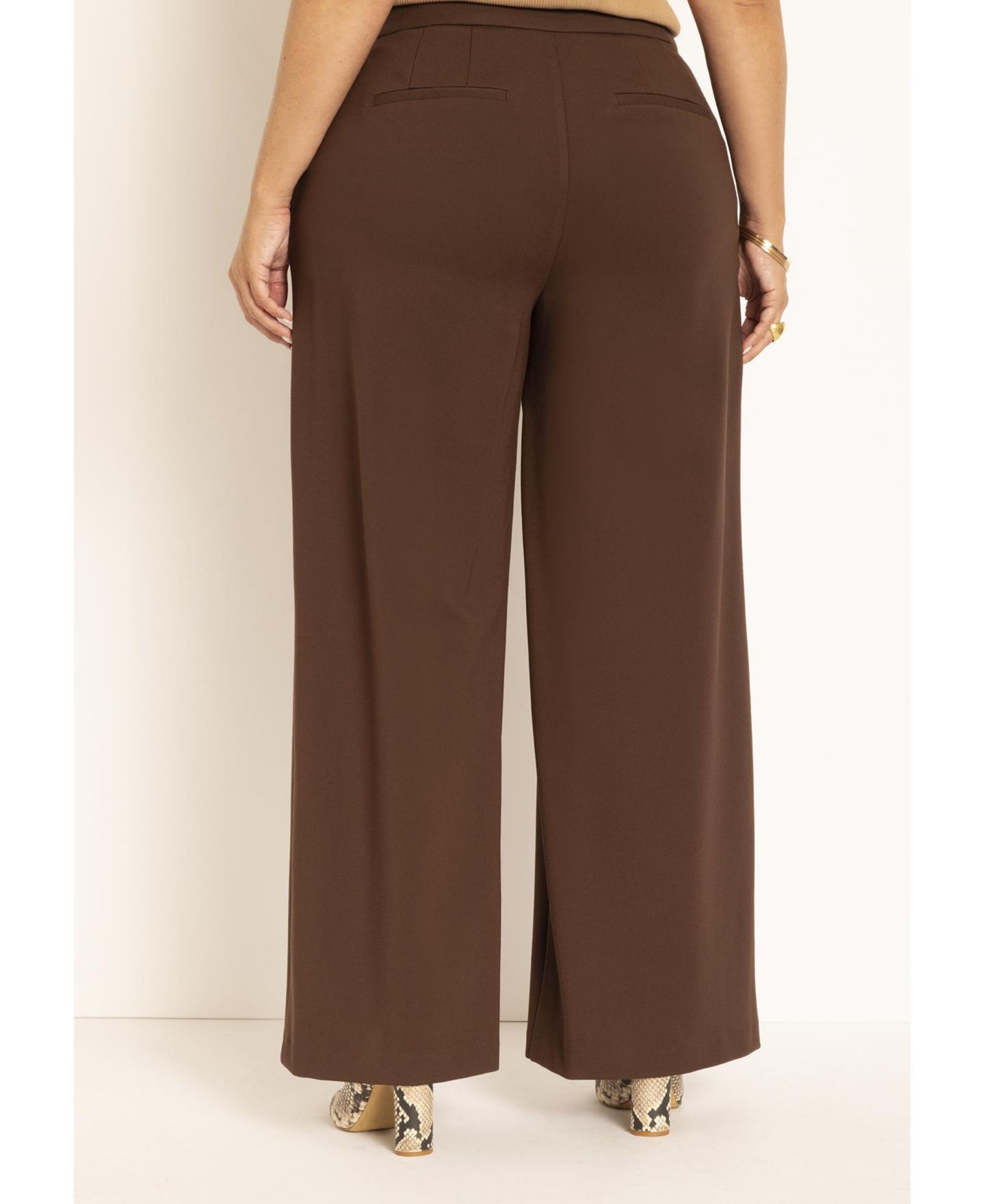 Женские брюки ELOQUII The Ultimate Stretch Wide-Leg Work Pant, цвет: Кофейный — фото 3