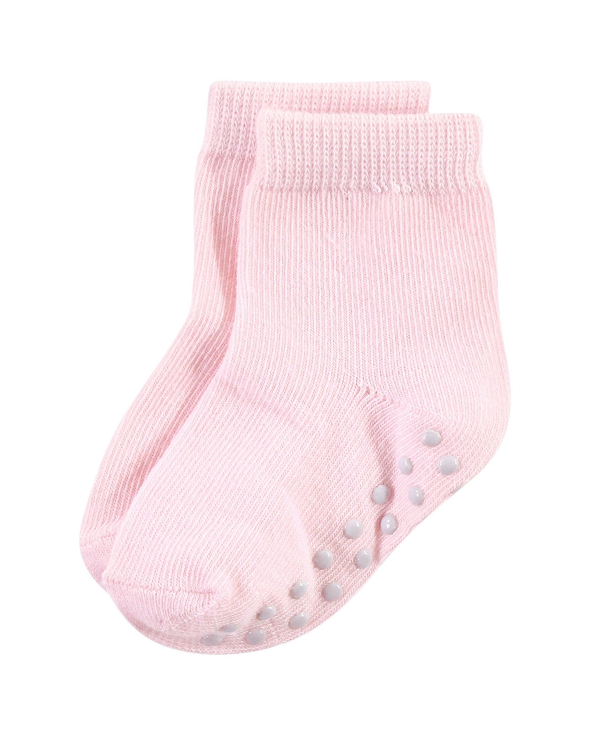 Touched by Nature Baby Girls Baby Organic Cotton Socks with Non-Skid Gripper for Fall Resistance,- Pink