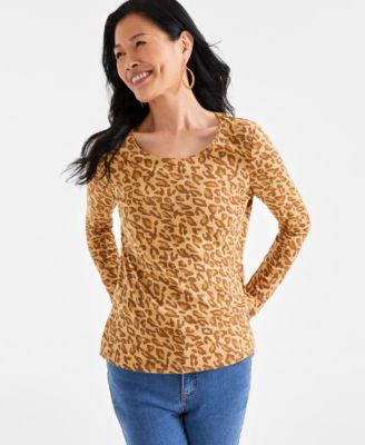 Style & Co - Women's Animal Wind Scoop-Neck Top, Created for Macy's