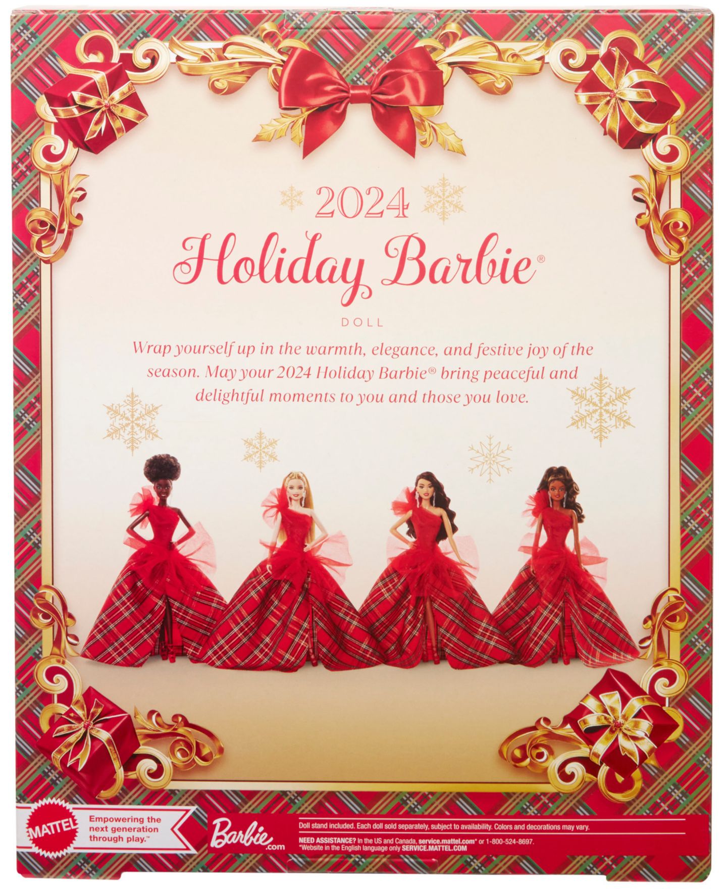 Детская кукла Barbie Signature 2024 Holiday Fashion Doll, Seasonal Collector Gift, Light Brown Hair with Plaid Gown — фото 6