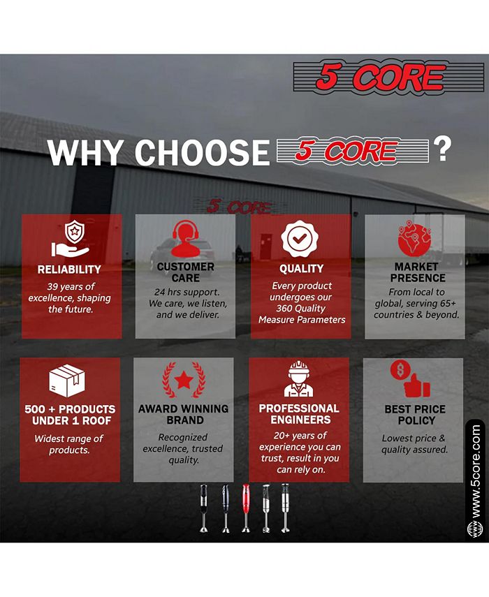 5 Core Immersion Blender Handheld 500W Copper Motor Emulsifier Blender