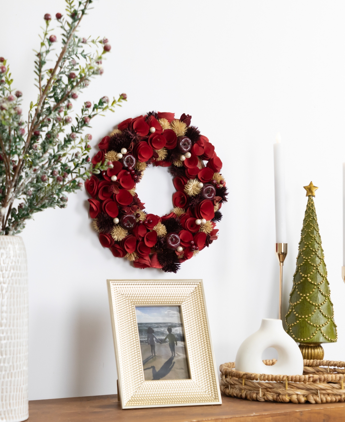 Northlight Wooden Artificial Christmas Wreath In Red