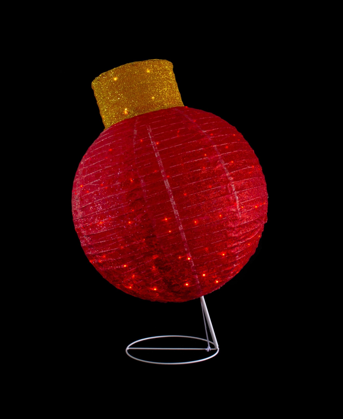 Northlight 38in Led Lighted Twinkling Tinsel Ornament Outdoor Display In Red