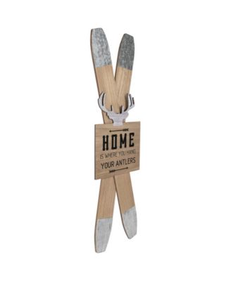 Wooden "Home is Where You Hang Your Antlers" Ski's