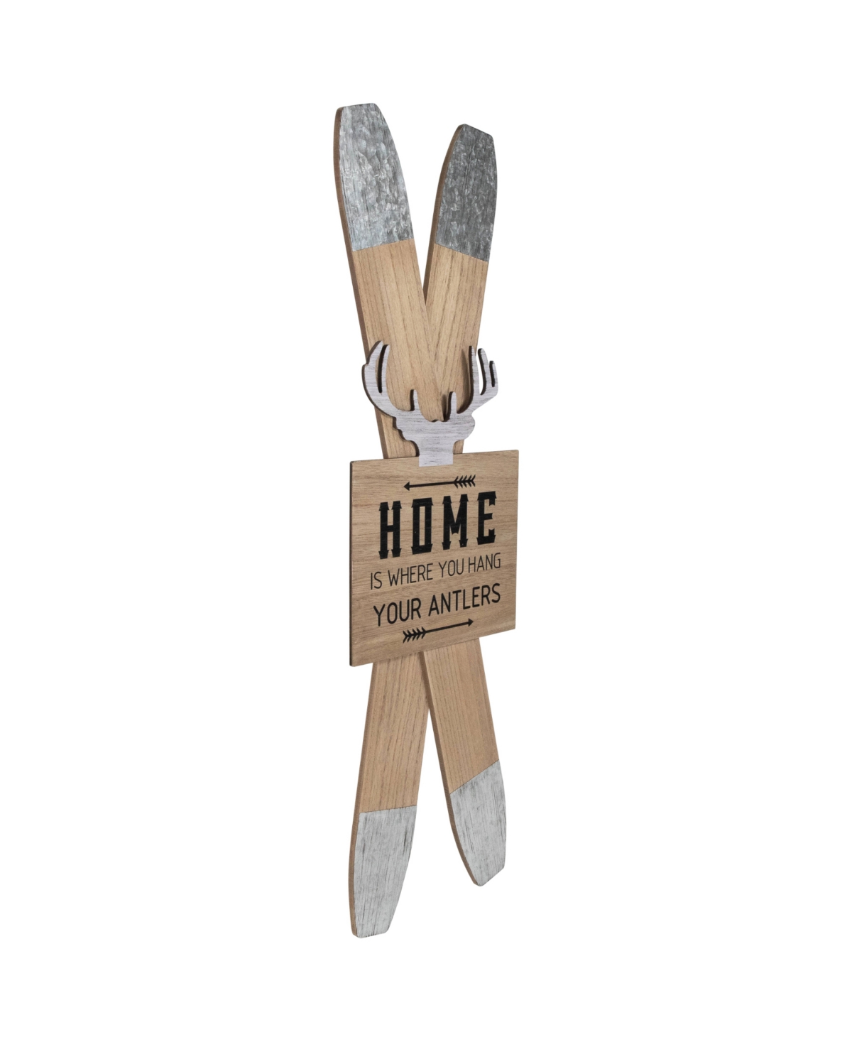 Northlight Wooden "home Is Where You Hang Your Antlers" Ski's In Brown