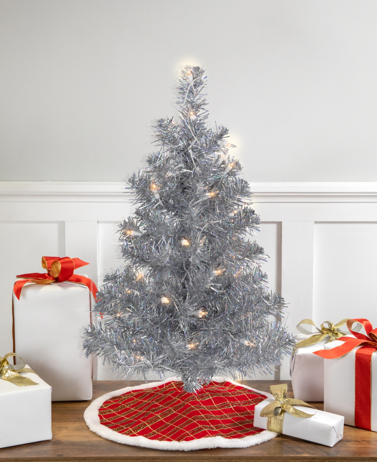 Northlight 2'Tinsel Pine Artificial ChristmasTree - Silver