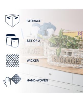 Reed Hand-Woven Rattan Nesting Baskets with Handles Set of 2