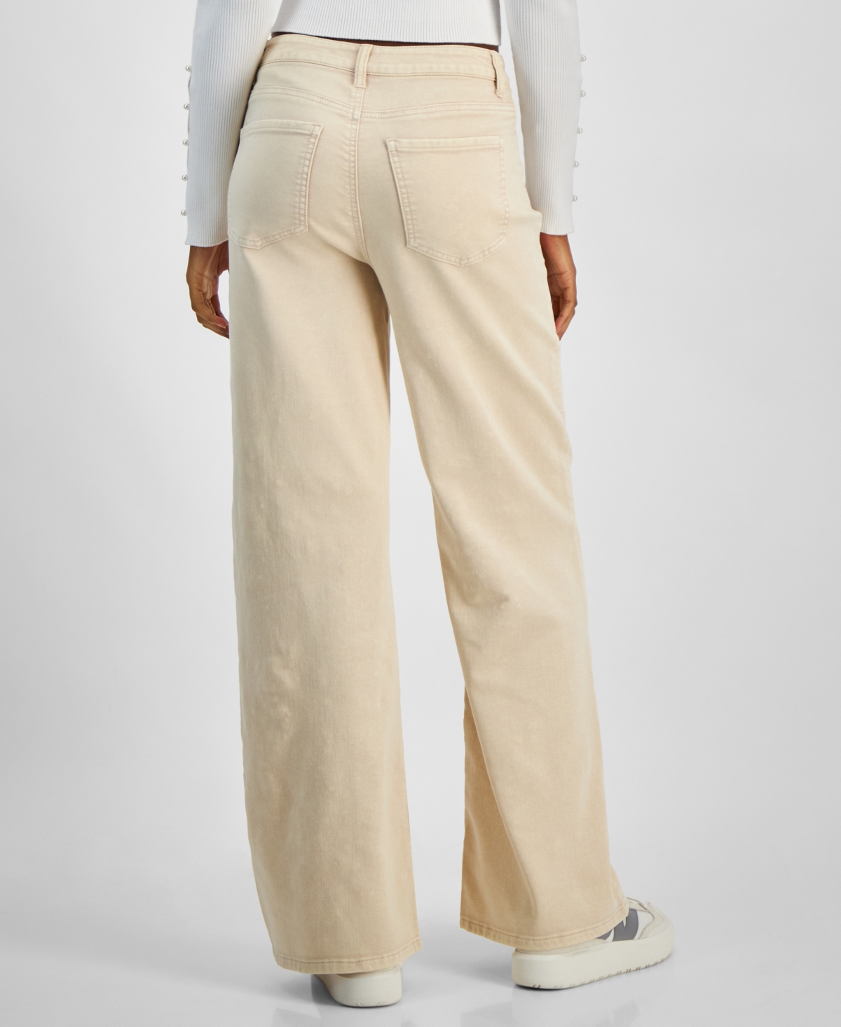 Tinseltown Juniors' High Rise Patch-Pocket Wide-Leg Jeans