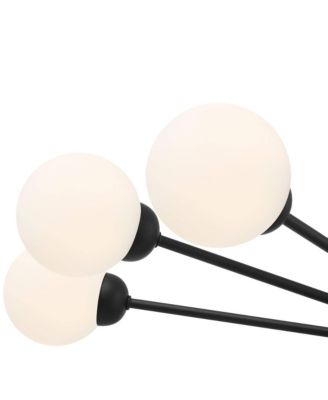 Davina Black Sputnik Chandelier 34 1/2" Wide Mid Century Modern LED White Shades 18-Light for Dining Room