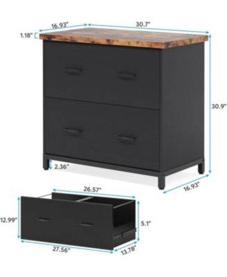 2-Drawer File Cabinet, Wood Lateral Filing Cabinet, Home Office File Cabinet for A4, Letter Size