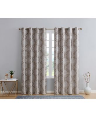 Montero Damask 100% Complete Blackout Shading Thermal Insulated Energy Efficient Heat/Cold Blocking Grommet Heavy Curtain Drapery Panels for Living Room, 2 Panels
