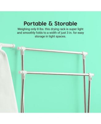USA Foldable Clothes Drying Rack with Extendable Rods for Large Laundry Loads