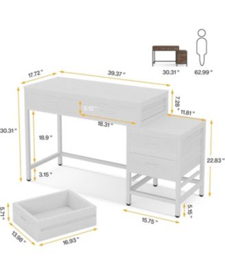Vanity Desk with 5 Drawers, Makeup Vanity Table Dressing Table with Side 3-Drawer Chest, Make Up Vanities for Women, Girls (Without Mirror)