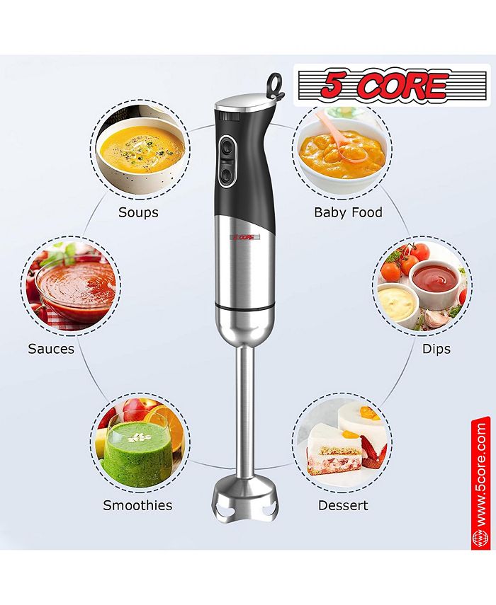 5 Core Immersion Blender Handheld 400W Copper Motor w 800ml Mixing