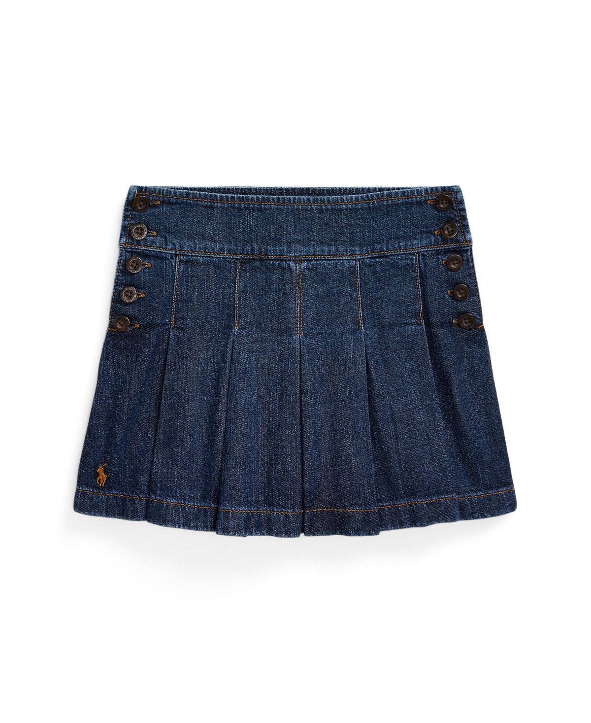 Polo Ralph Lauren Toddler and Little Girls Pleated Cotton Denim Skirt