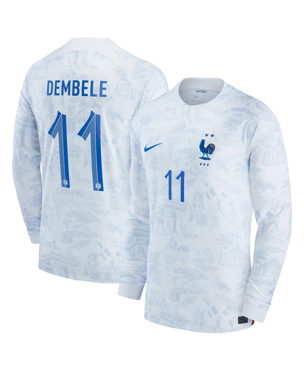 Nike Men's Ousmane DembeleFrance National Team 2022/23 Away Breathe Stadium Replica Long Sleeve Jersey - White