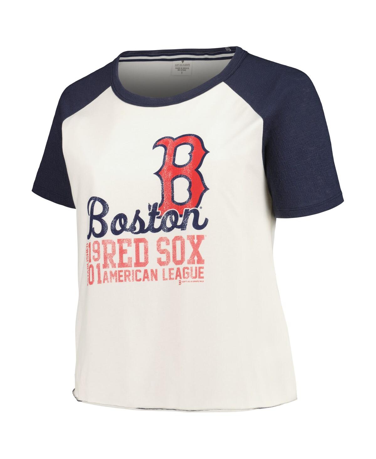 Soft as a Grape Women'sBoston Red Sox Plus Size Baseball Raglan T-Shirt - White