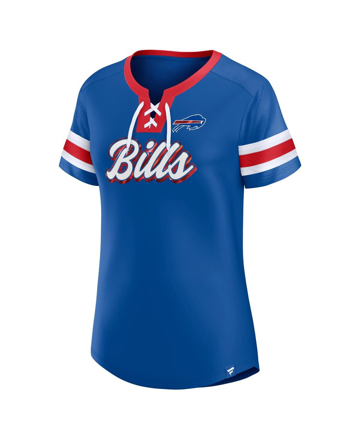 Fanatics Women's Royal Buffalo Bills Iconic Bling Athena Lace-up V-neck T-shirt In Royal,red
