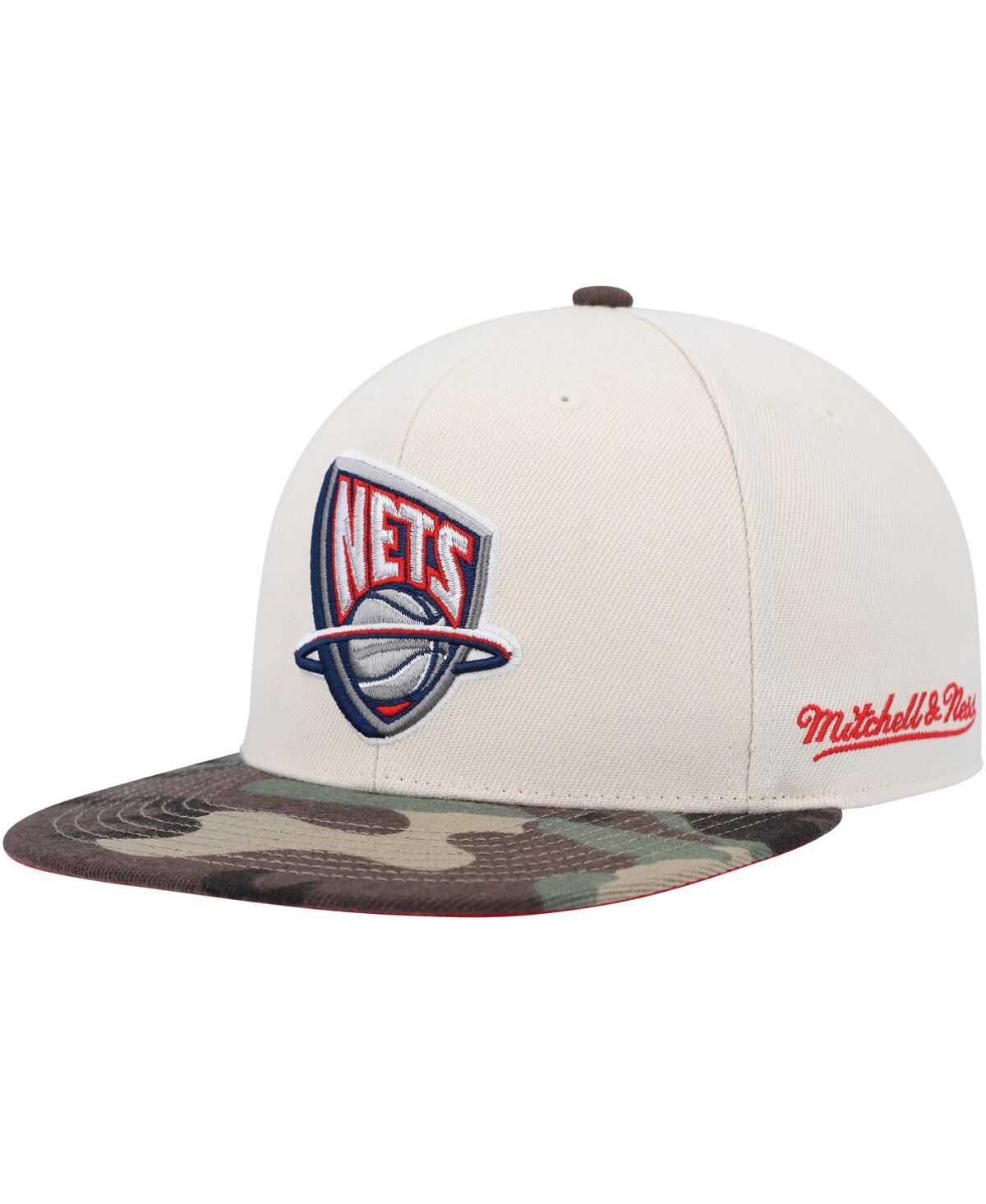 Mitchell & Ness Men's Cream/camo New Jersey Nets Hardwood Classics 35th Anniversary Off White Camo Fitted Hat In Camo