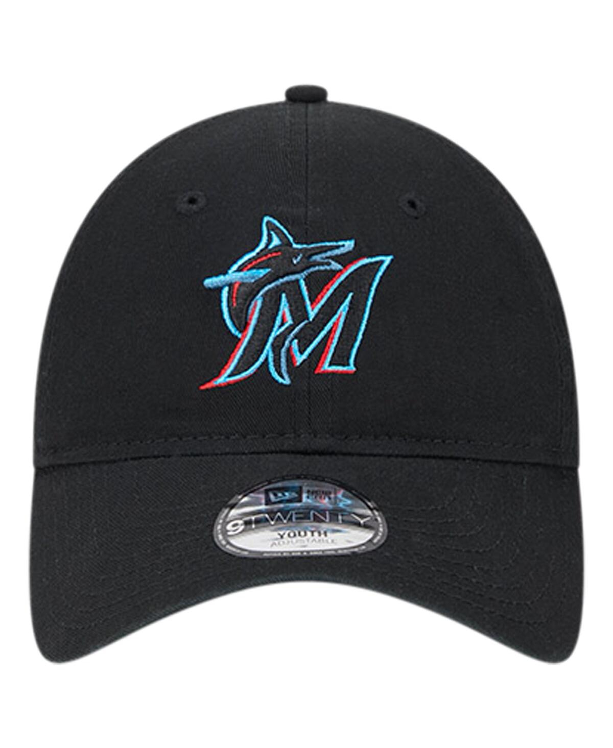 New Era Big Boys and GirlsMiami Marlins Team Color 9TWENTY Adjustable Hat - Black